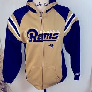 Vintage St. Louis Rams Reebok NFL Headliner Zip-Up Hoodie size Large (Boys)